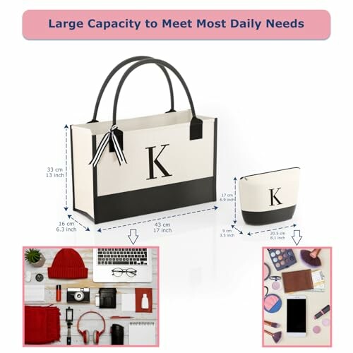 Monogrammed Canvas Tote Bag